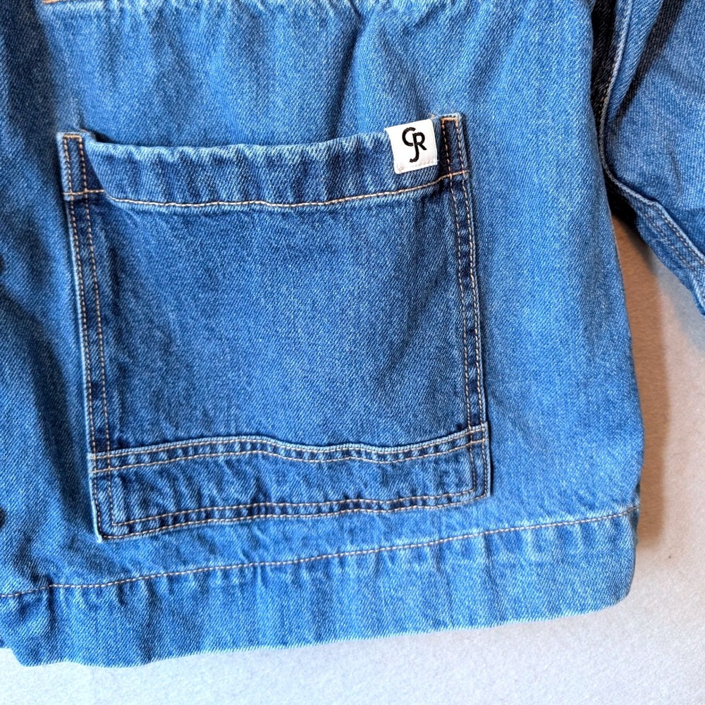Old Navy x Christopher John Rogers Denim Chore Jacket Blue Utility Womens Large - Picture 2 of 10